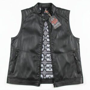 NWT Brad Paisley Moonshine Spirit Black Faux Leather Vest Boot Barn Men’s M